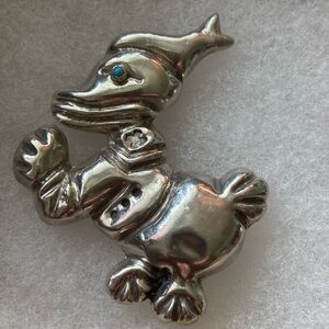 Vintage Sterling Silver Donald Duck Brooch 1940’s